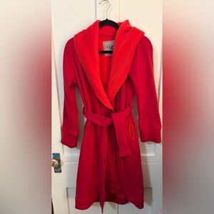 UGG Vibrant Red Plush Robe Blanche Shaw collar belted